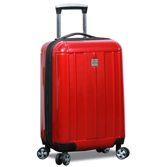 World Traveler Contour 20-Inch Carry-On Polycarbonate Spinner Luggage - Red - Picture 1 of 8
